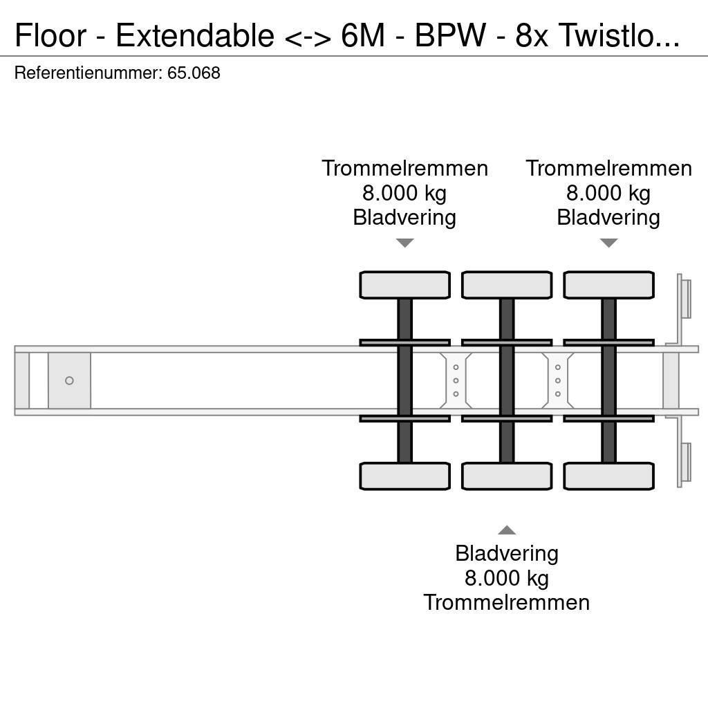 Floor - Extendable <-> 6M - BPW - 8x Twistlock - Spring Low loader-semi-trailers