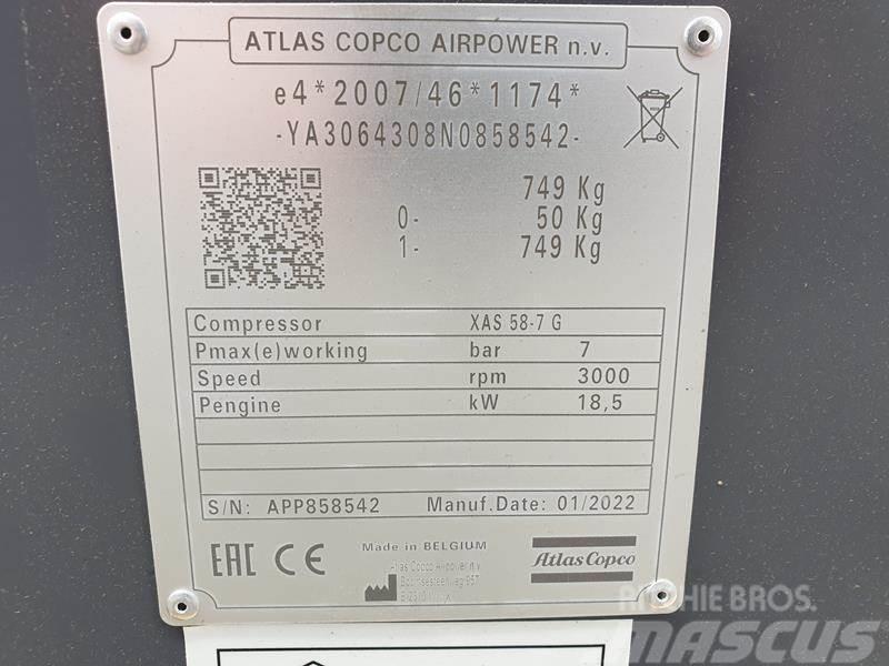 Atlas Copco XAS 58-7 G 6 WHEELS N.B. Compressors