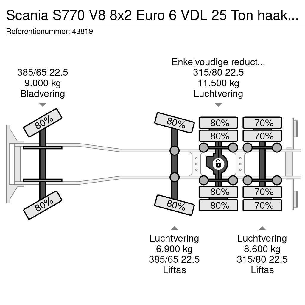 Scania S770 V8 8x2 Euro 6 VDL 25 Ton haakarmsysteem Just Hook lift trucks