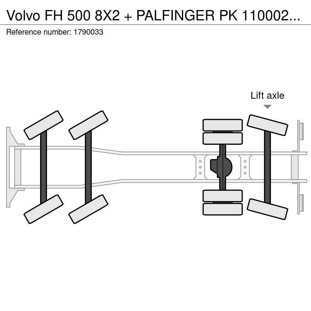 Volvo FH 500 8X2 + PALFINGER PK 110002-SH G + JIB PJ 125 Crane trucks