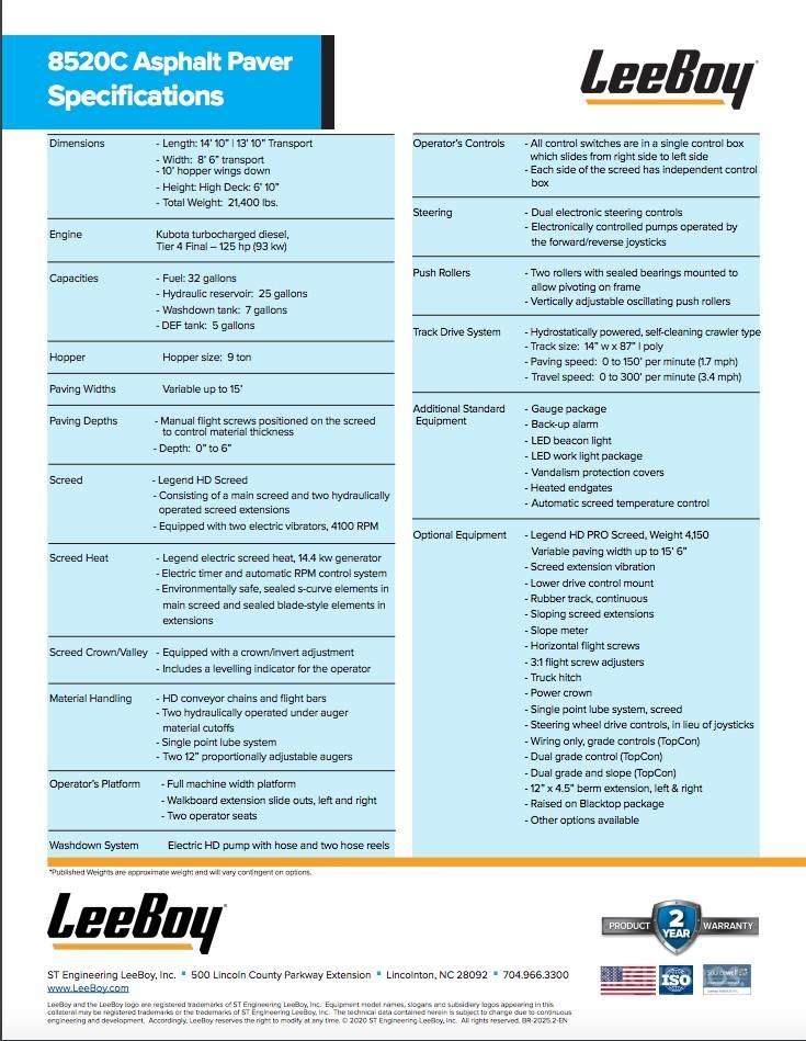 LeeBoy 8520 C Asfaltafwerkmachines