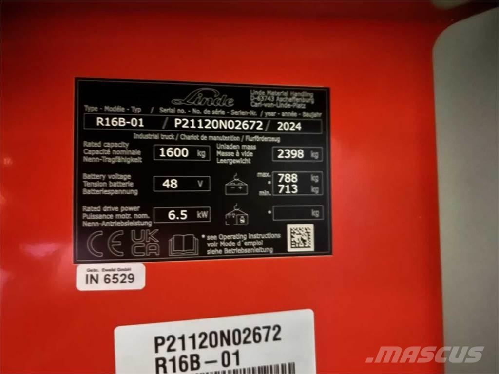 Linde R16B Reachtruck voor hoog niveau