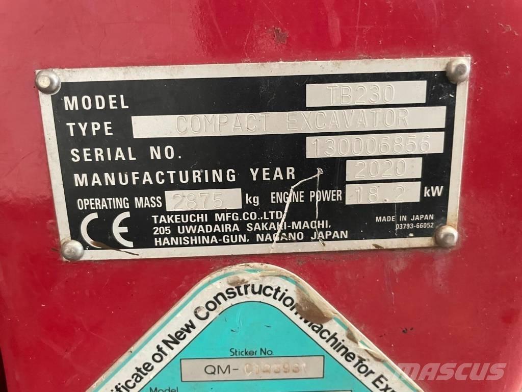 Takeuchi TB 230 Minigraafmachines < 7t
