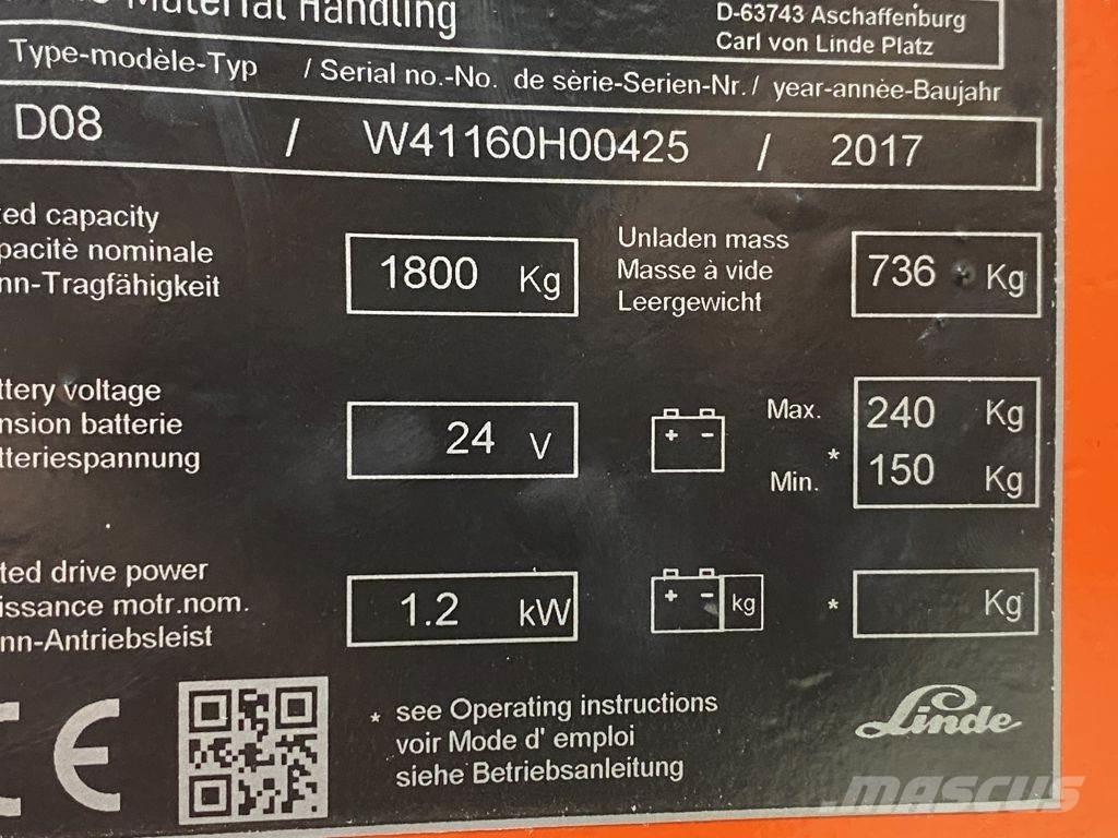 Linde D08 Stapelaar meeloop