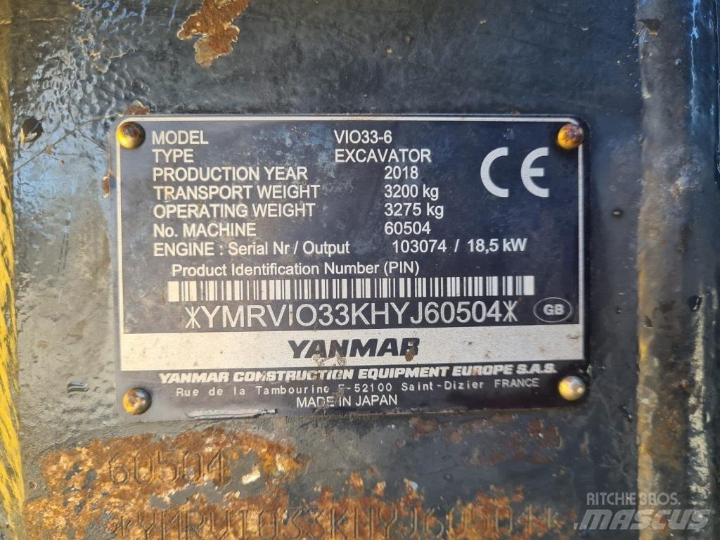 Yanmar VIO33-6 Minigraafmachines < 7t