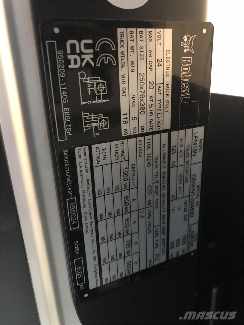 Bobcat LPM15N Stapelaar meeloop