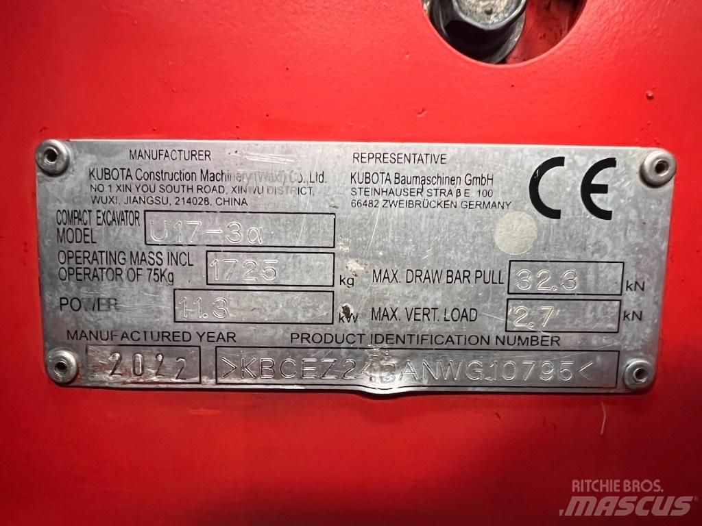 Kubota U 17-3 Minigraafmachines < 7t
