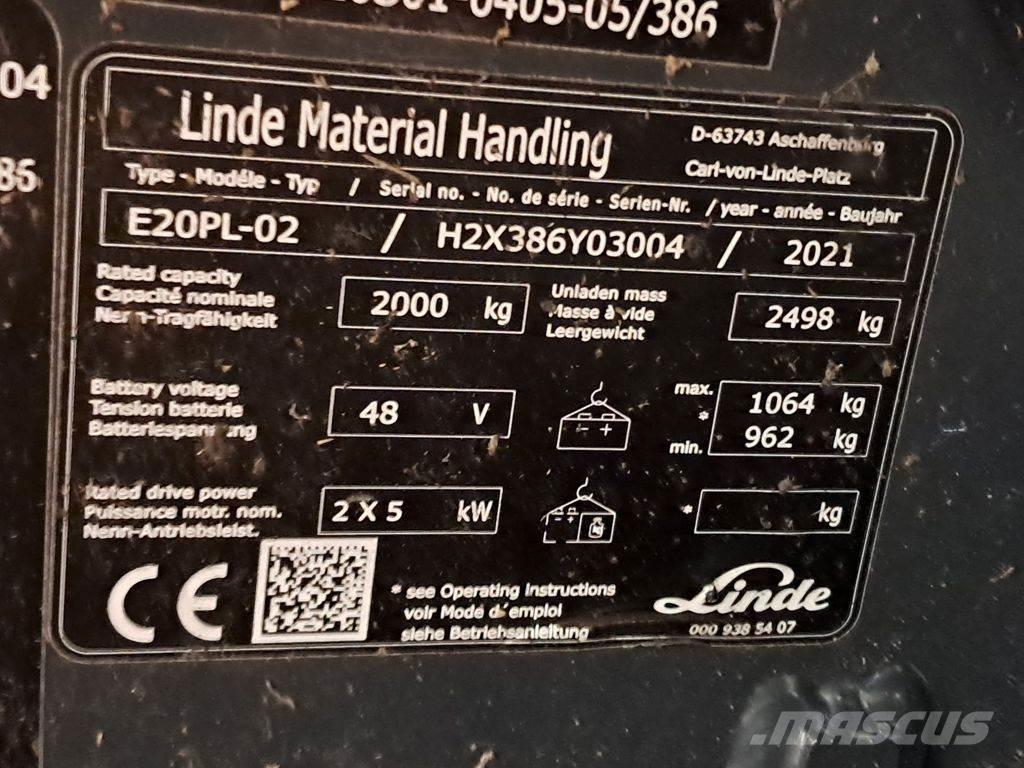 Linde E20PL-02 Elektrische heftrucks