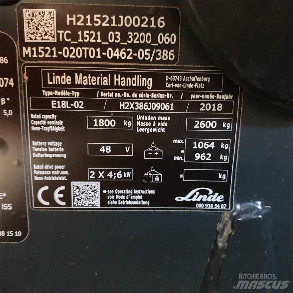 Linde E18L Elektrische heftrucks