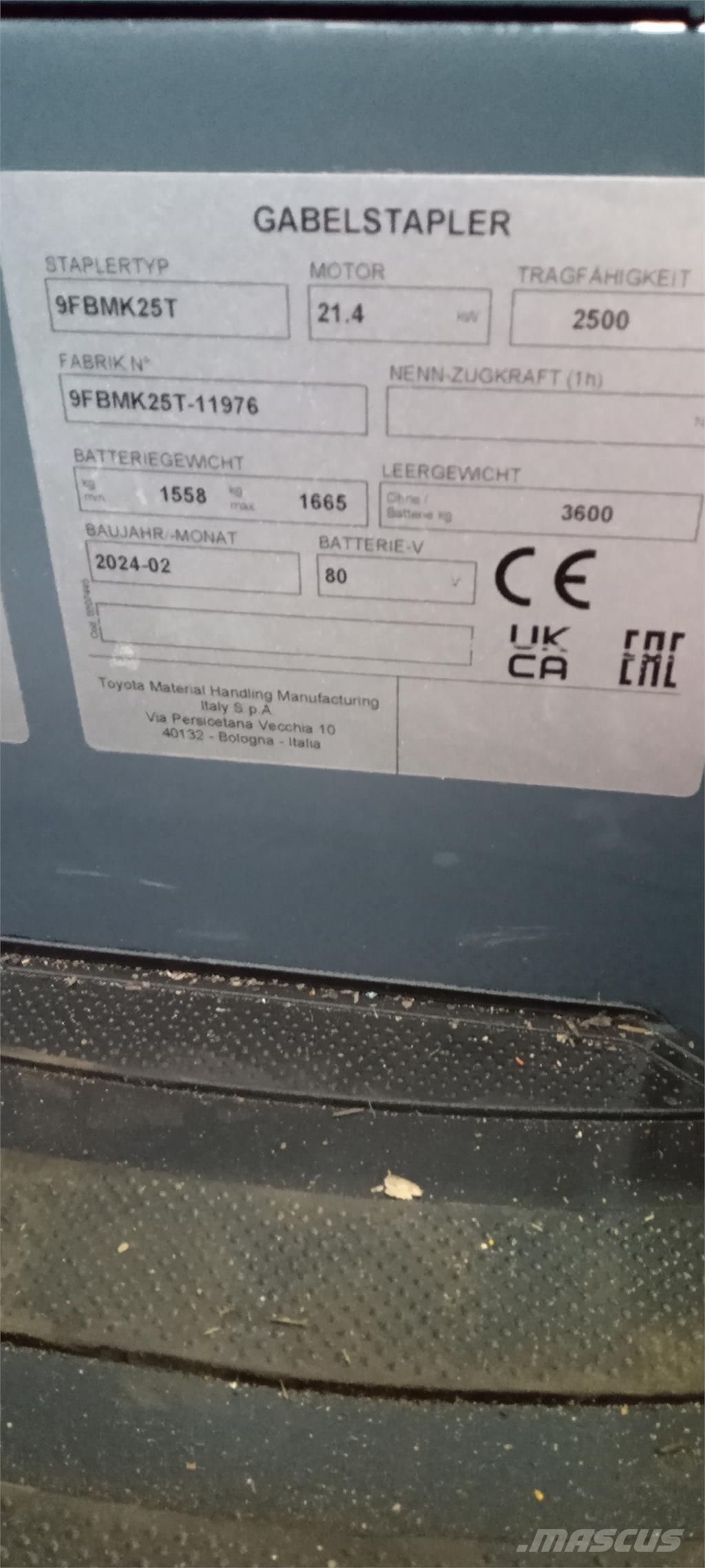 Toyota 9FBMK25T Elektrische heftrucks