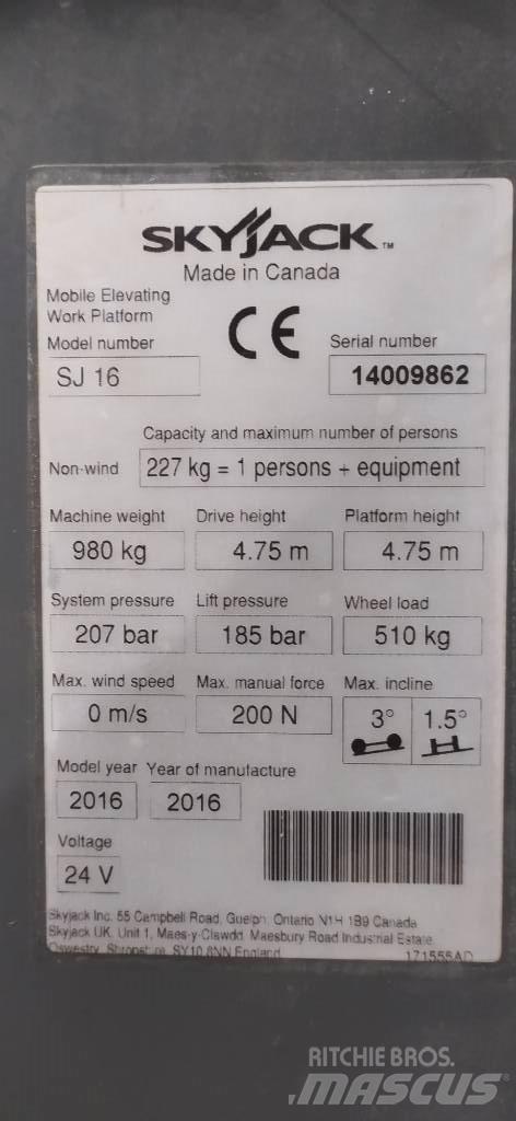 SkyJack SJ 16 Personenliften en invalideliften