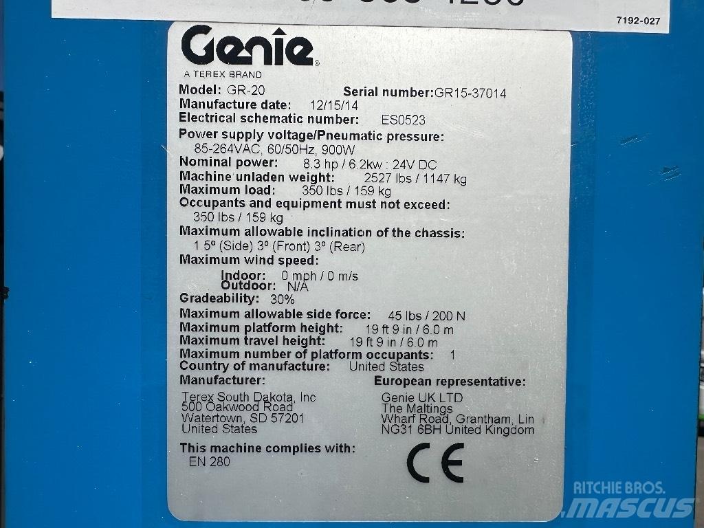 Genie GR 20 Personenliften en invalideliften