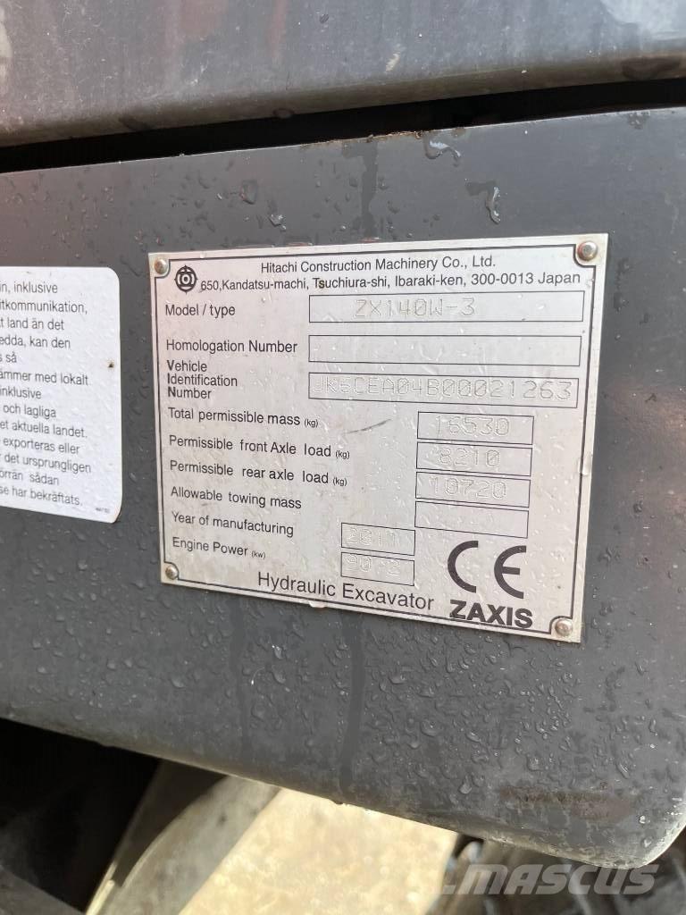 Hitachi ZX140W-3 Wielgraafmachines
