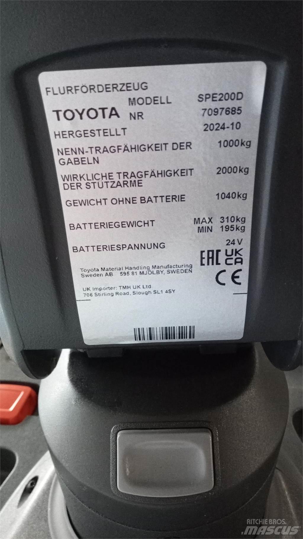 Toyota BT SPE200D Stapelaar meeloop