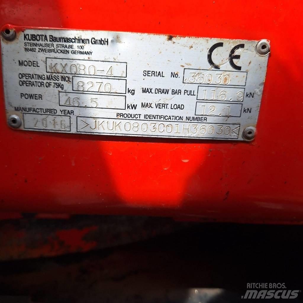 Kubota KX080-4 Midigraafmachines 7t - 12t