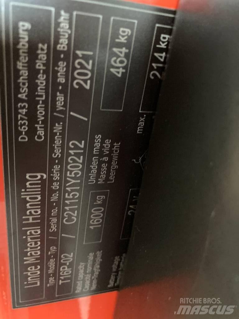 Linde T16P/1151-02 Meerij pallettruck met platform