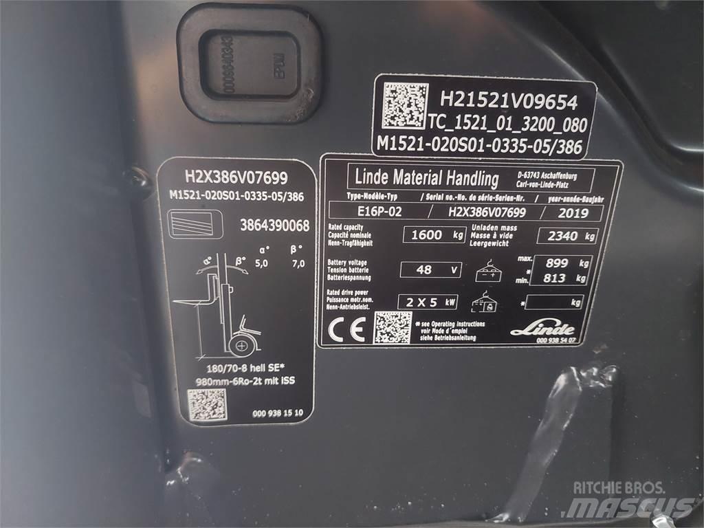 Linde E16P 02 Elektrische heftrucks