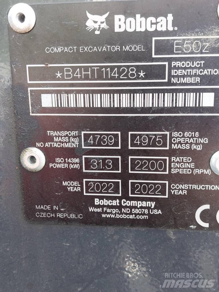 Bobcat E50z Minigraafmachines < 7t