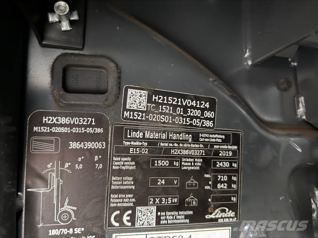 Linde E15 -02 Elektrische heftrucks