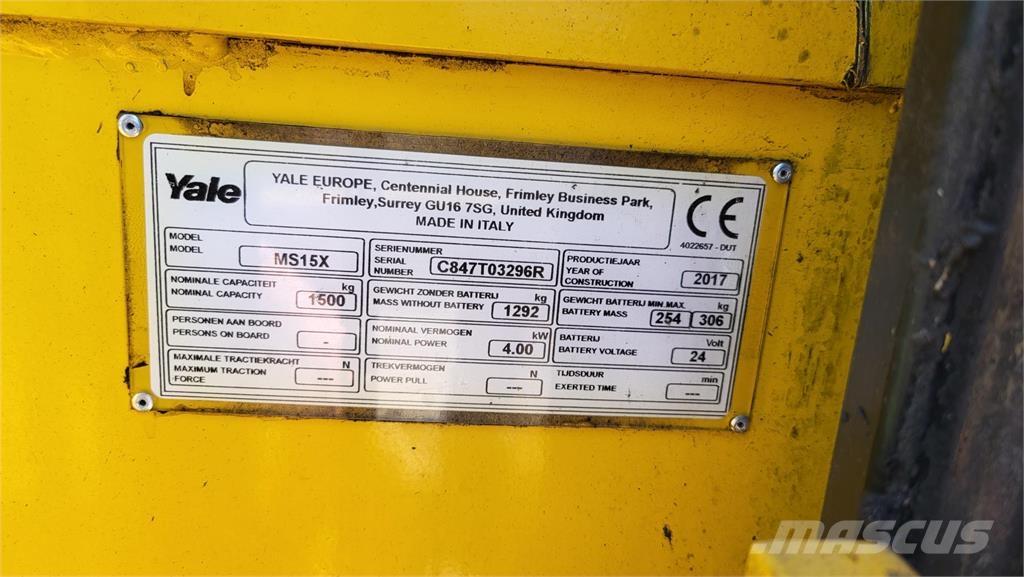 Yale MS15X 2017 Self propelled stackers