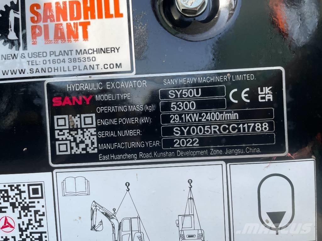 Sany SY 50 U Minigraafmachines < 7t
