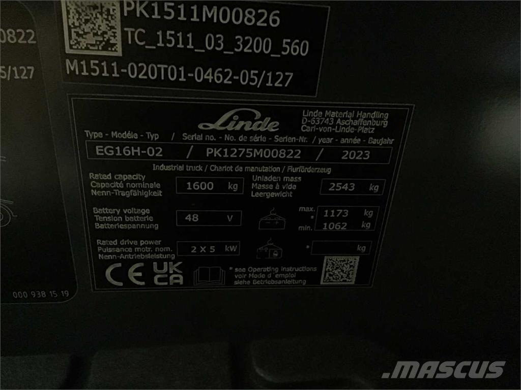 Linde EG16H Elektrische heftrucks