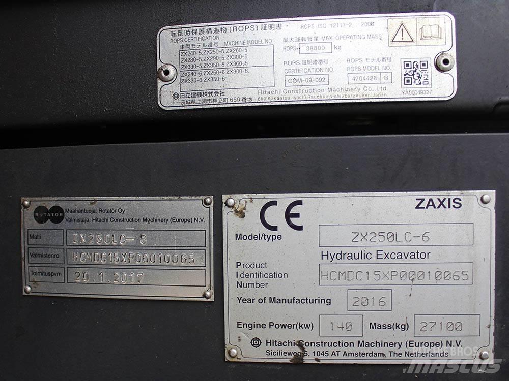 Hitachi ZX 250 LC-6 Rupsgraafmachines