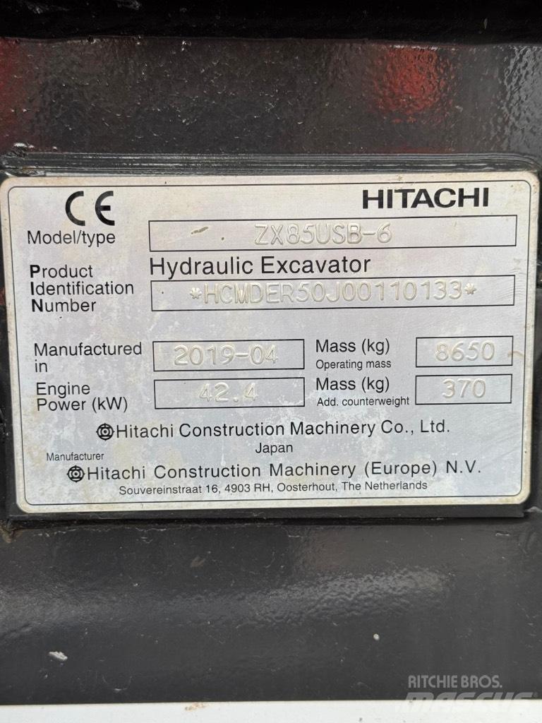 Hitachi ZX 85 US B-6 Midigraafmachines 7t - 12t