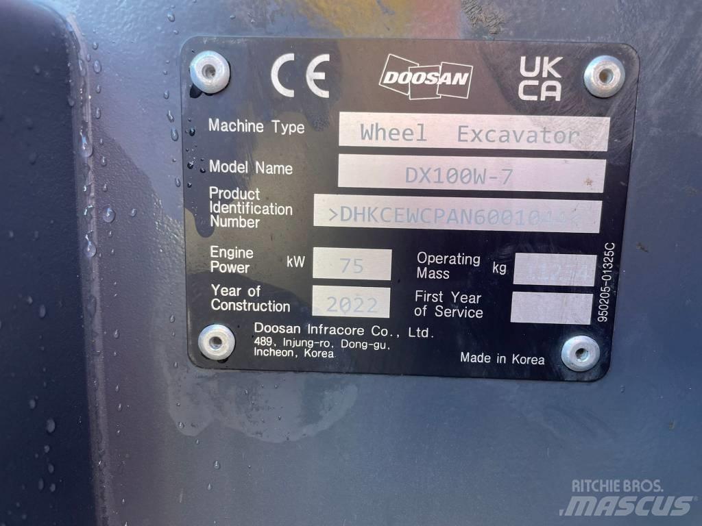 Doosan DX100W-7 Wielgraafmachines