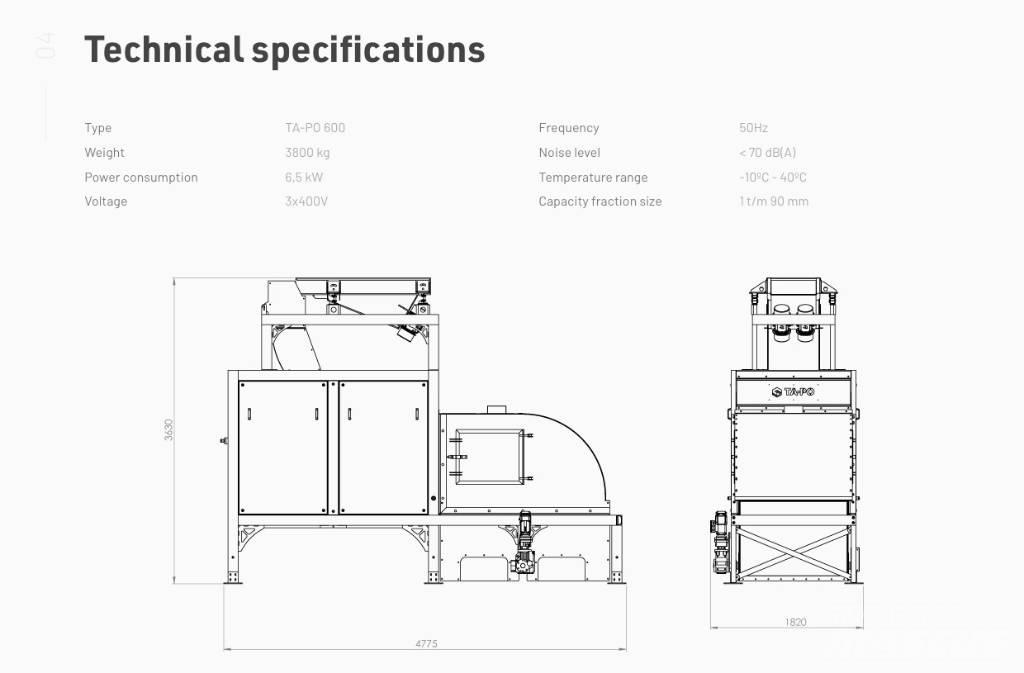  TA-PO 600 Sorteer / afvalscheidings machines