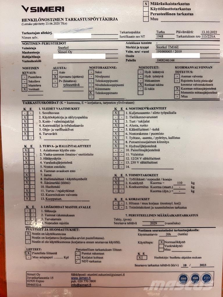 Snorkel tm 16E Schaarhoogwerkers