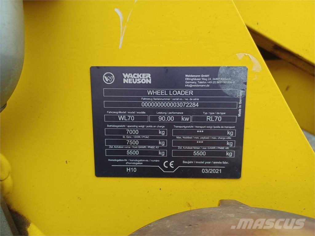 Weidemann WL70 Wielladers