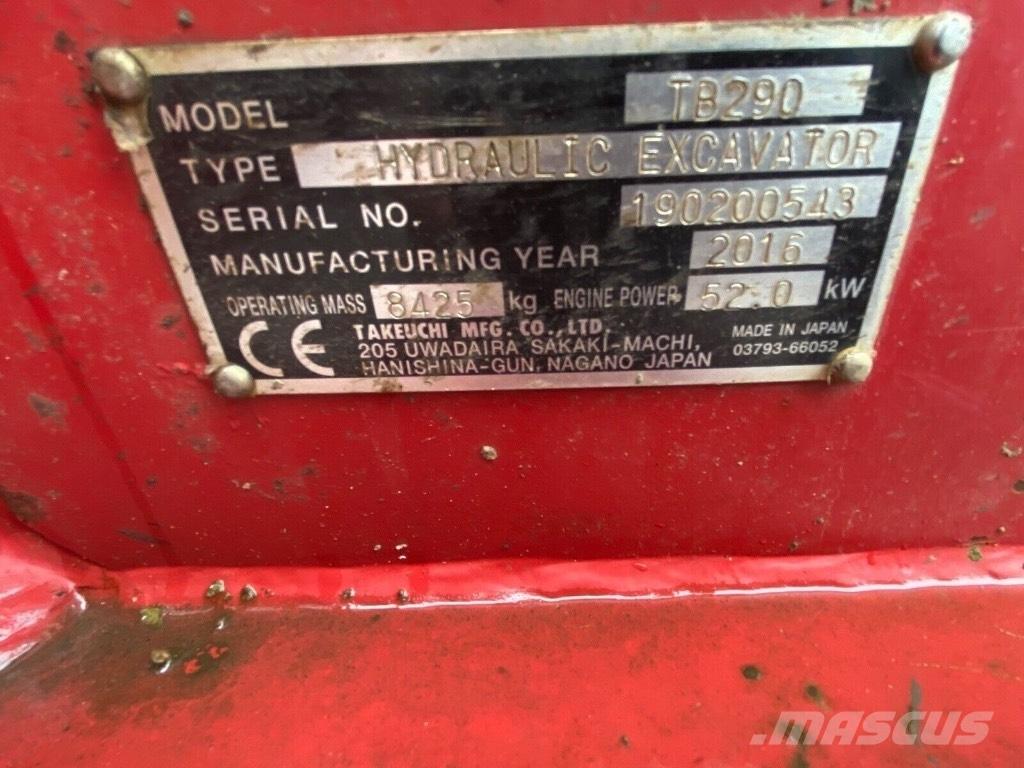 Takeuchi TB 290 Midigraafmachines 7t - 12t