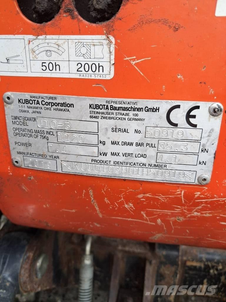 Kubota U 10-3 Minigraafmachines < 7t