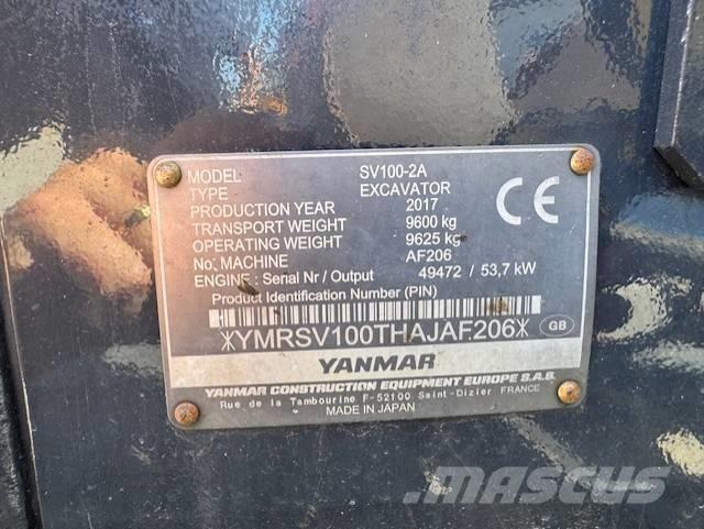 Yanmar SV100 -2A, ''SÅLD'' Midigraafmachines 7t - 12t