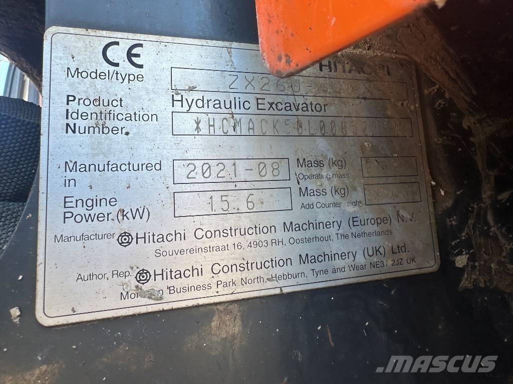 Hitachi ZX 26 U-6 Minigraafmachines < 7t