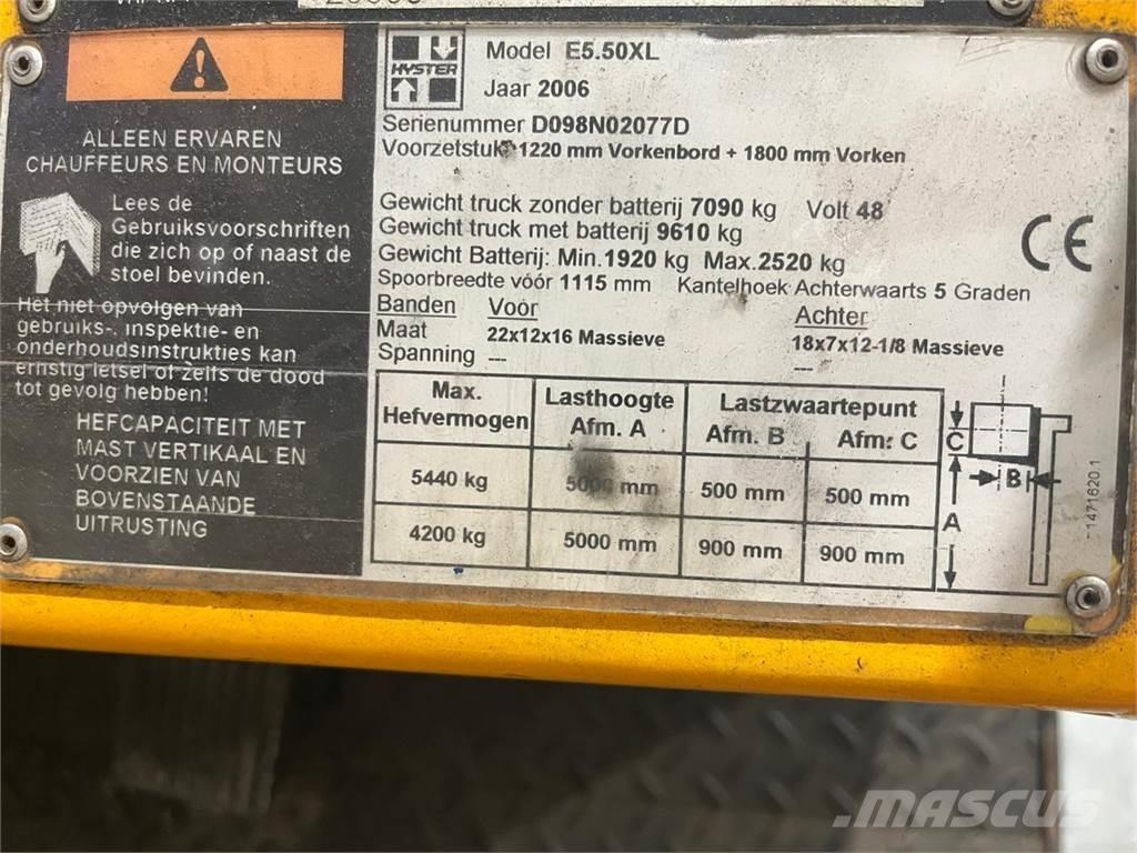 Hyster E5.50XL Elektrische heftrucks