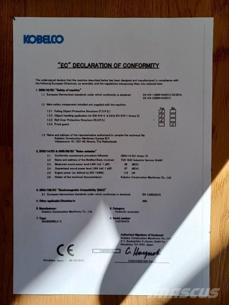 Kobelco SK 260 SR LC Rupsgraafmachines