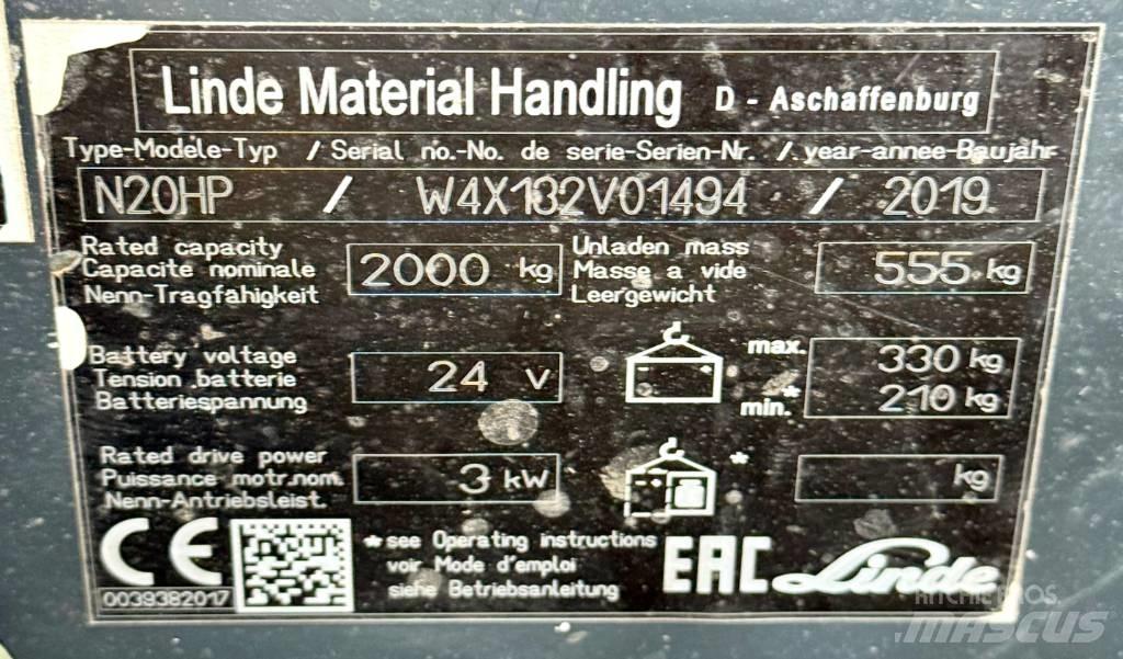 Linde N20HP/132 Orderpicker voor laag niveau