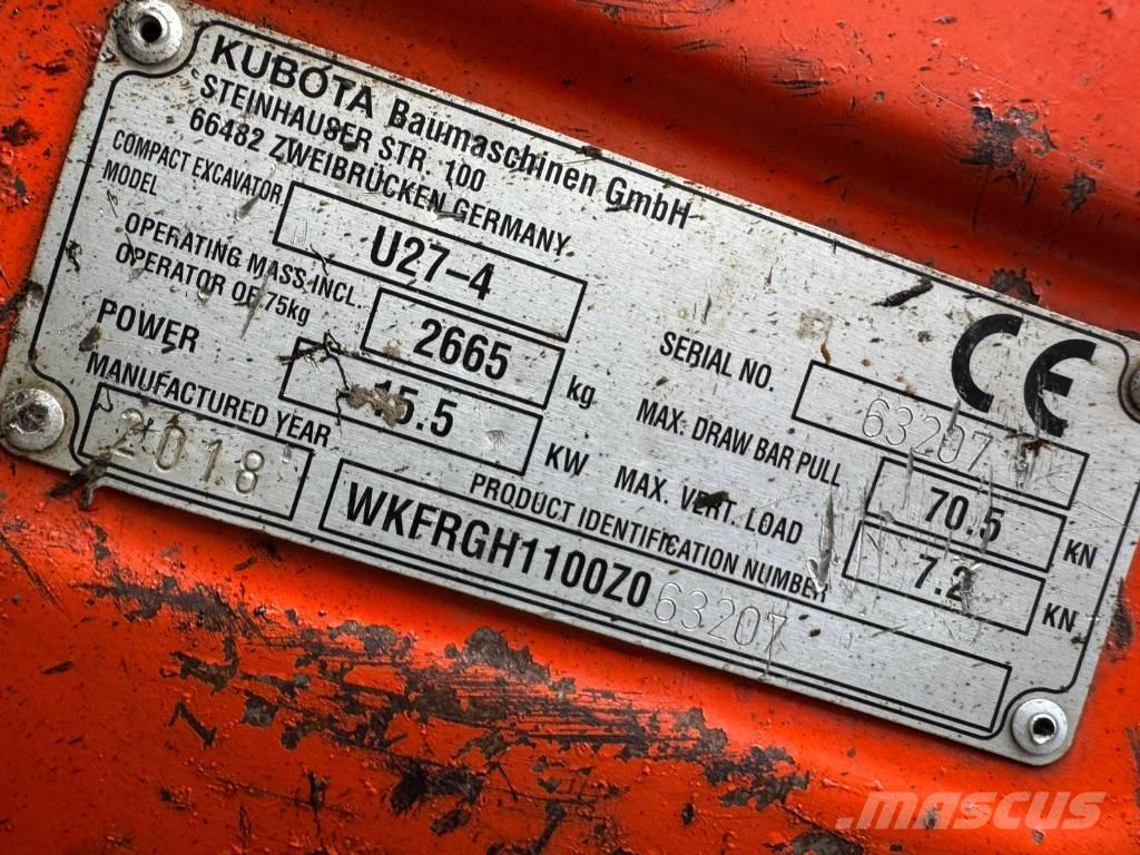 Kubota U 27-4 Minigraafmachines < 7t