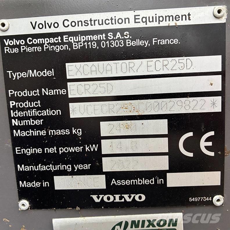 Volvo ECR25D Minigraafmachines < 7t