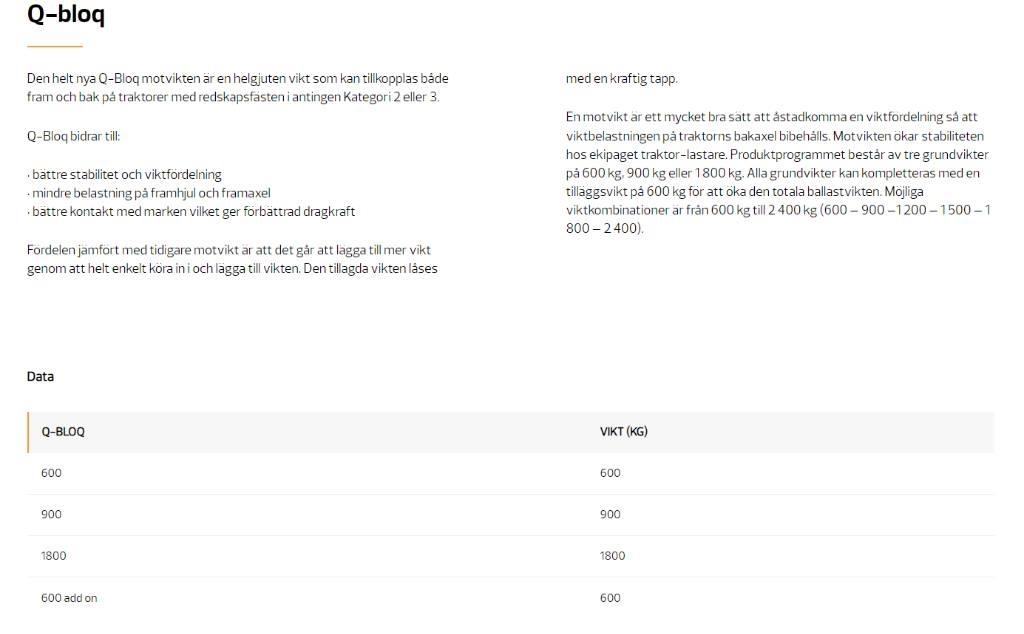 Quicke Motvikter Frontgewichten