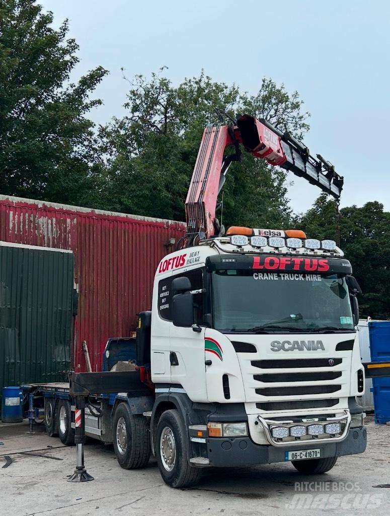 Scania R 420 Vlakke laadvloer met kraan