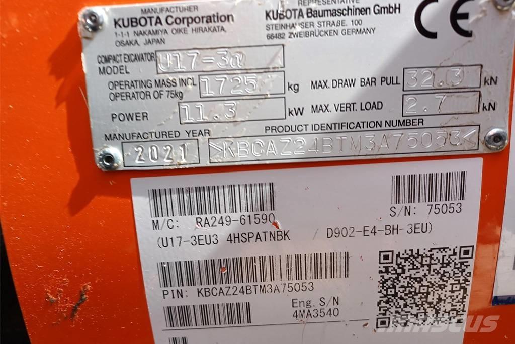 Kubota U 17-3 Minigraafmachines < 7t