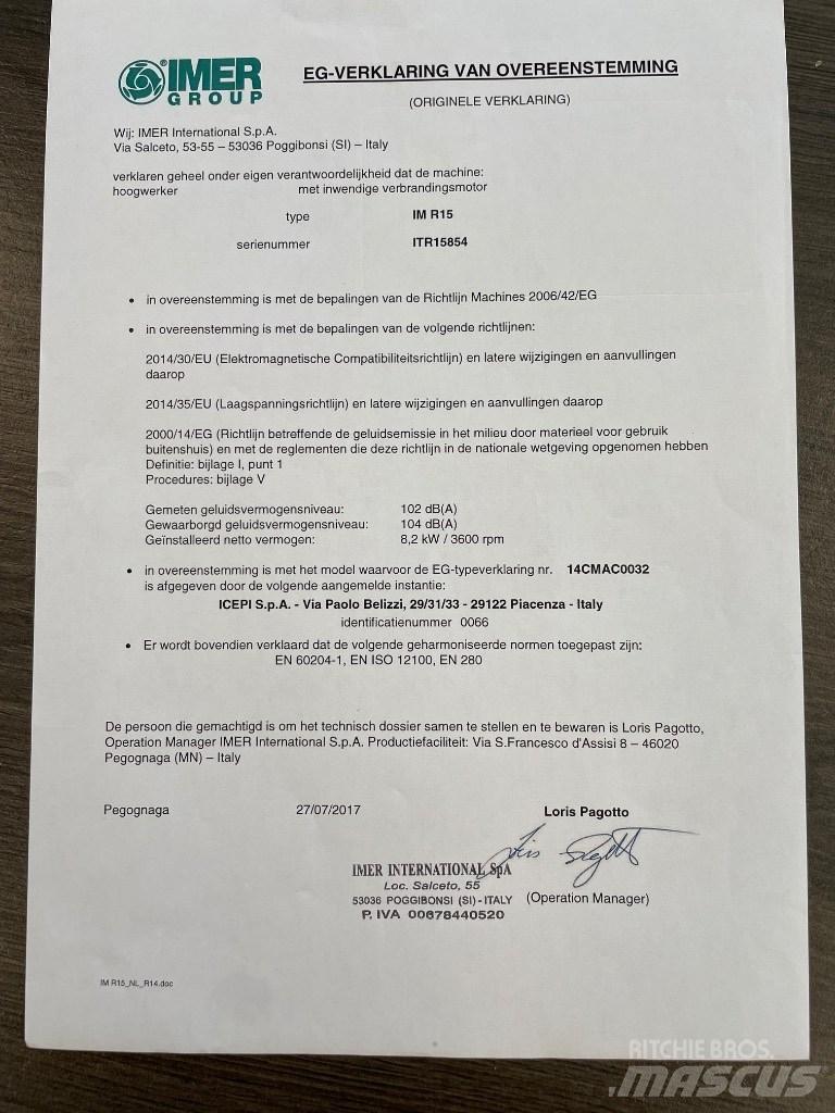 Imer IMR 15B Knikarmhoogwerkers