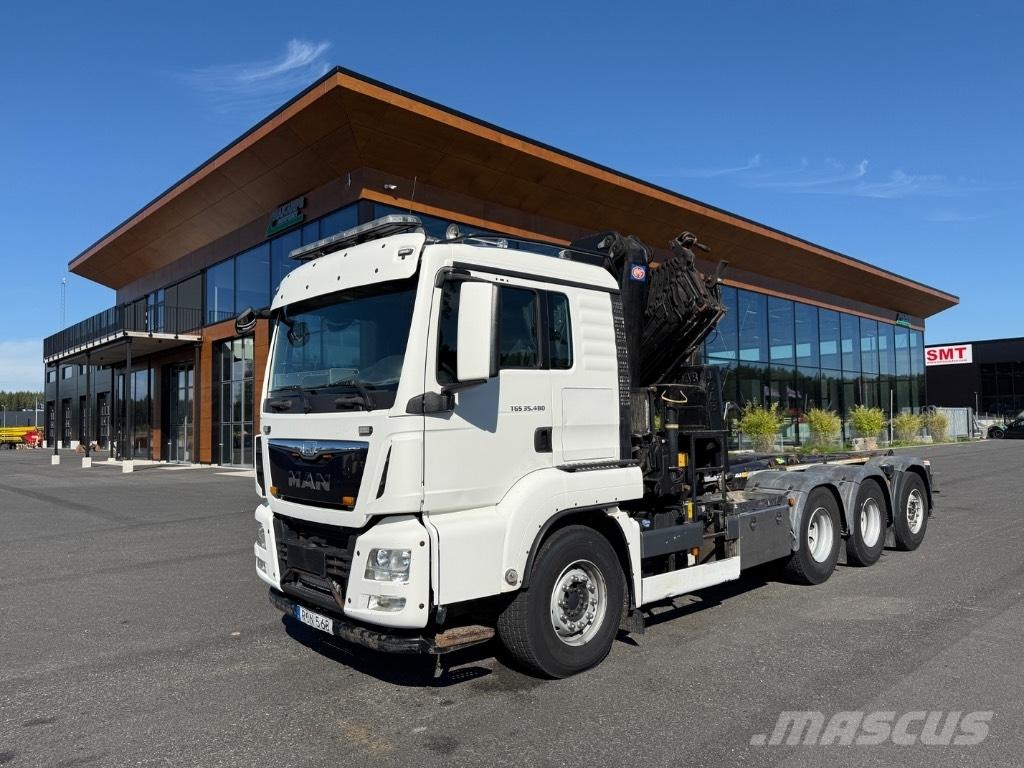 MAN Crane + hook lift Vlakke laadvloer met kraan