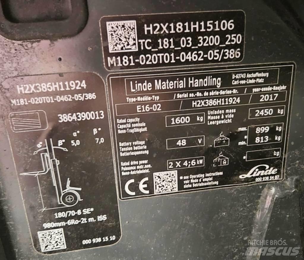 Linde E16-02 Elektrische heftrucks