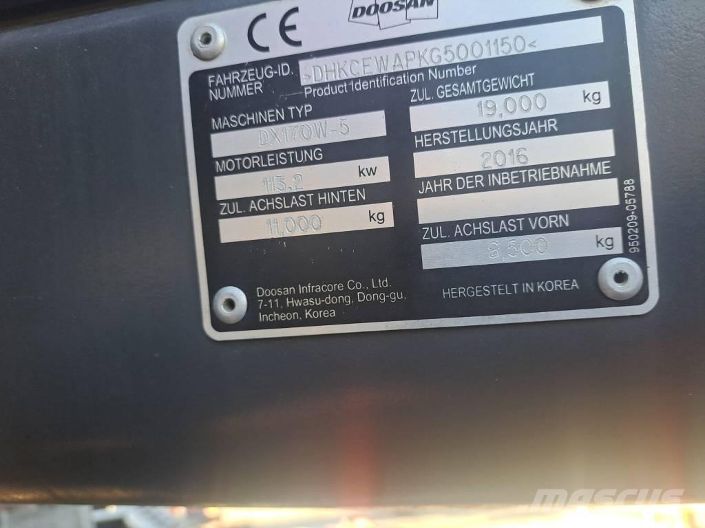 Doosan DX170W-5 Wielgraafmachines