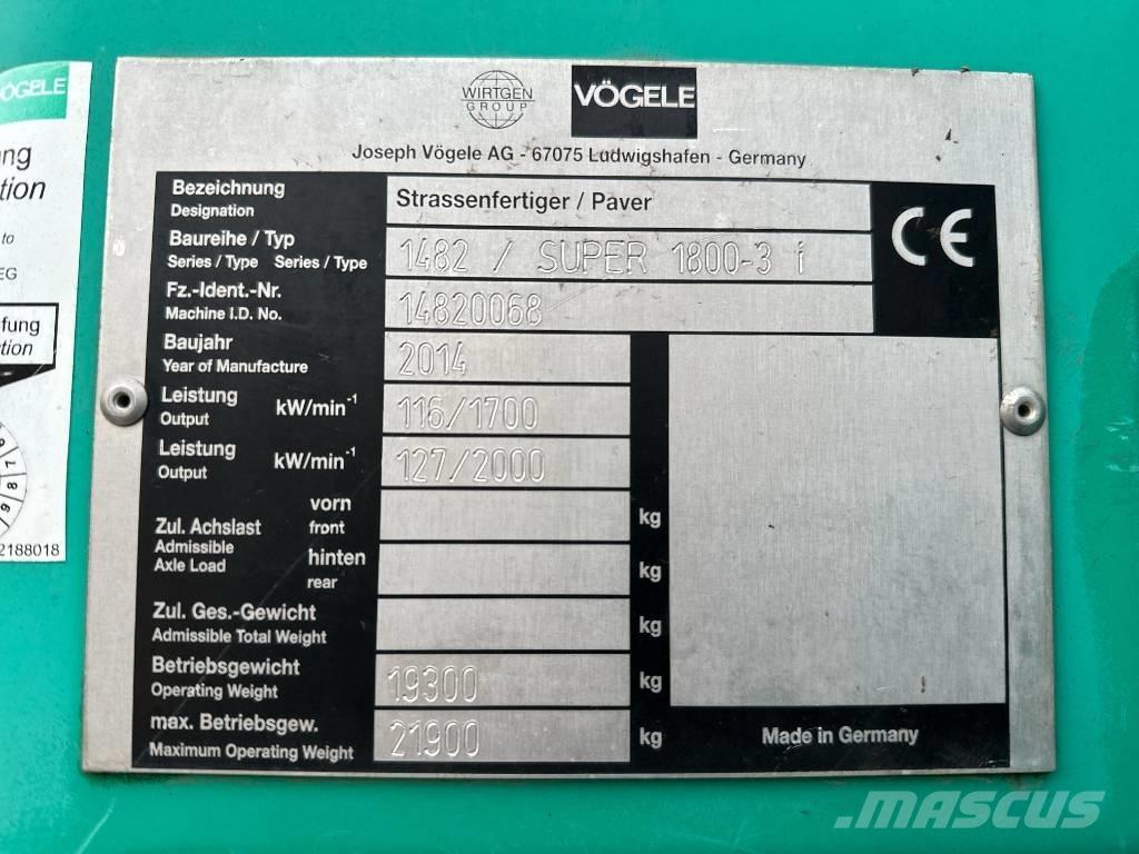 Vögele Super 1800-3i Asfaltafwerkmachines