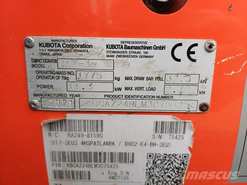Kubota U 17-3 Minigraafmachines < 7t